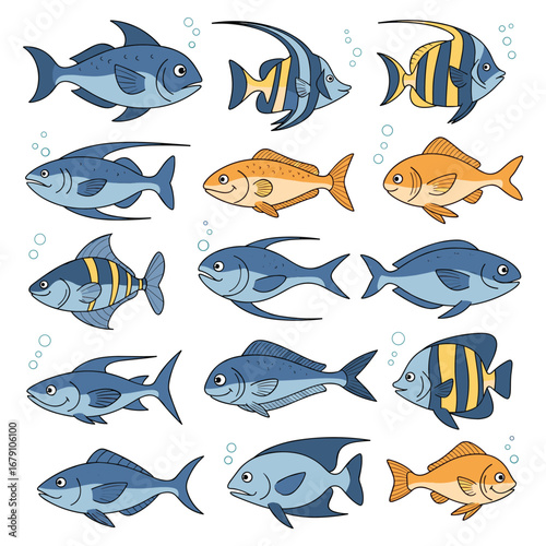 Collection of diverse aquatic animals depicting various marine life forms