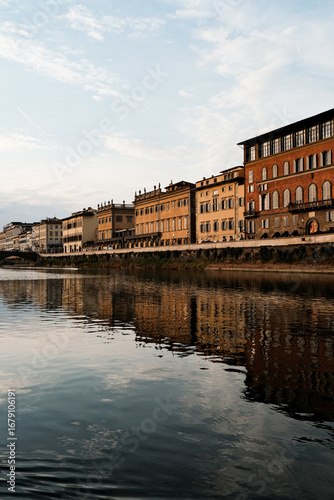 Buildings along the river in italy 