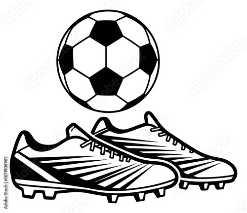 Soccer Ball and Cleats - Ready for the Game.