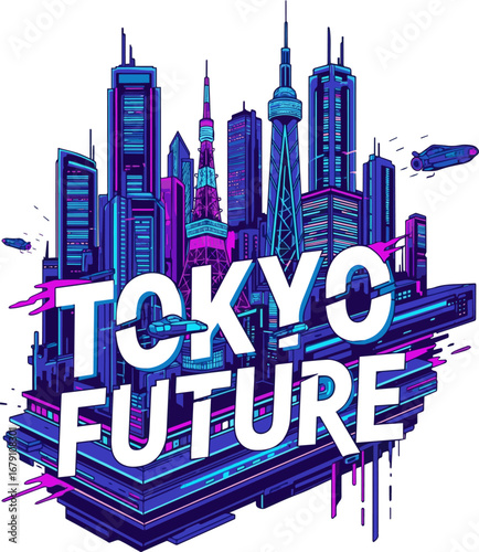 Isolated a Futuristic illustration of Tokyo japan vector t shirt design, vector graphic, typographic poster or t-shirts street wear and Urban style Vector art color with white background..