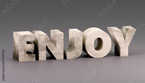 Fototapeta Naklejka Na Ścianę i Meble -  Luxury concrete inscription enjoy on light podium, soft light, smooth background, 3d rendering