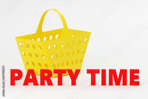 Bright red style Christmas mood sign Party time Modern Minimal New Year Concept- 3D render Illustration