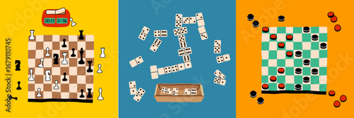 Creative leisure activities bring people together for fun and strategy. Artisan tools like dice, checkers, and chess pieces inspire a fun-filled game night