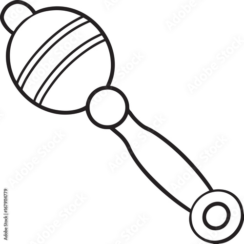 Rattle outline vector illustration, line art