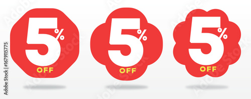5% off, price, shop, shape, label, tag, retail, marketing, promo, store, advertising, offer, store, market, sticker. Set, icon, vector