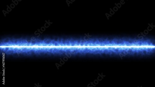 Blue energy beam with glowing edges on black light
