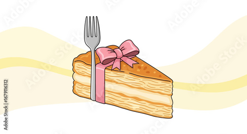 Wrapped Cake Slice With A Fork Is Great Dessert For Celebrations or Events