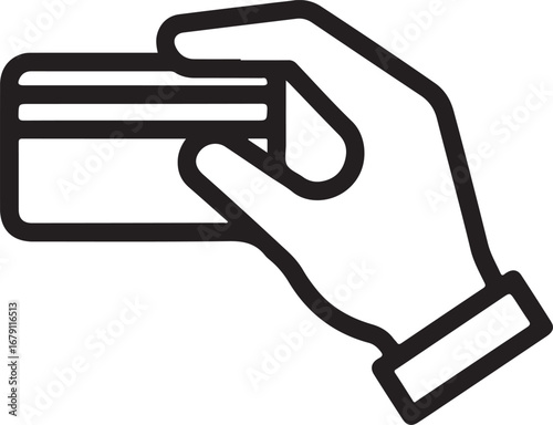 Iconic representation of a hand holding a credit card symbolizing secure financial transactions and modern payment methods