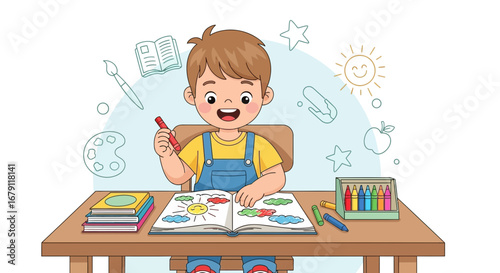 Young Artist Engrossed In Painting, Capturing Creativity And Educational Fun Seamlessly