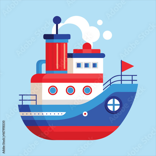 Colorful Steam Boat Illustration