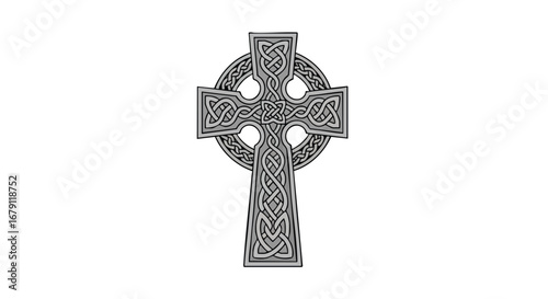 Ornate Celtic Cross Design with Intricate Knotwork, Symbolizing Faith and Cultural Heritage Artfully Rendered