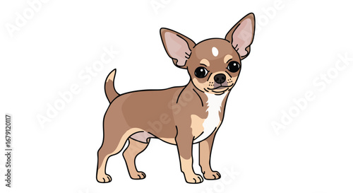 Whimsical Chihuahua Illustration: A Charming Depiction of a Beloved Petite Companion, Characterized by Expressive Eyes and a Playful Stance