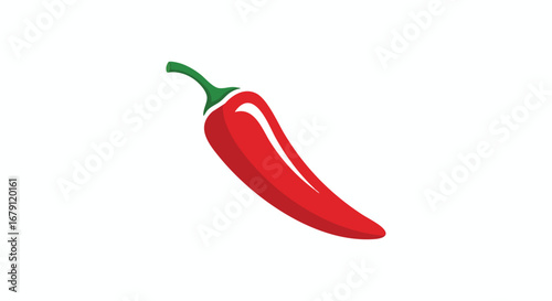 Vibrant illustration of a red chili pepper against a plain white backdrop, emphasizing its color and shape for culinary or graphical use