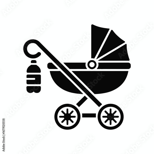 Baby stroller icon collection vector graphics for versatile design applications silhouette vector illustration white background