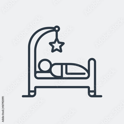 Baby bed icon vector scalable illustration for eps file newborn sleep comfort symbol silhouette vector illustration white background