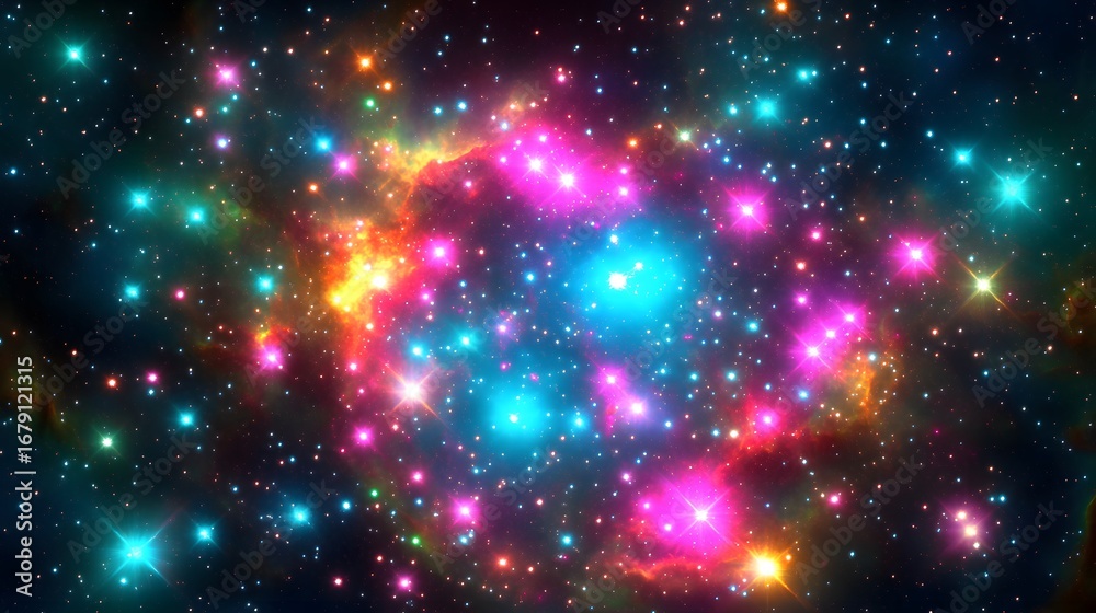 Obraz premium Vibrant Nebula Cosmic Background Starscape Galaxy