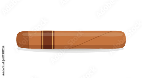 Elegant cigar depiction showcasing a traditional smoking indulgence with a smooth brown hue and classic striped band design creating an air of
