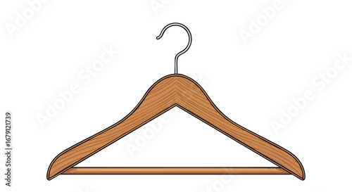 Isolated Wooden Clothes Hanger Illustration for Fashion Storage and Organization Concepts Depiction of Wardrobe Essential Item for Garment