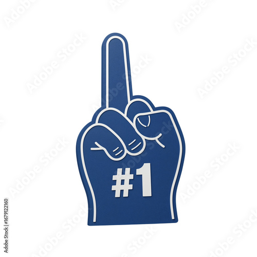 Wallpaper Mural Blue foam finger hand with number 1 symbol glowing neon light effect celebrating victory and success transparent background Torontodigital.ca