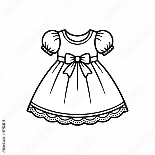 Simple line art frock illustration for baby girls vector scalable design eps icon silhouette vector illustration white background