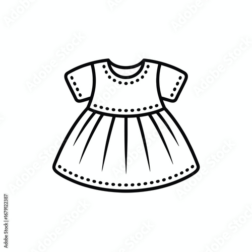 Minimalist line art vector baby frock illustration scalable eps icon for children's clothing silhouette vector illustration white background
