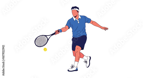Dynamic tennis player illustration showcasing movement and energy of the sport with a clean isolated backdrop enhancing the focus on athleticism