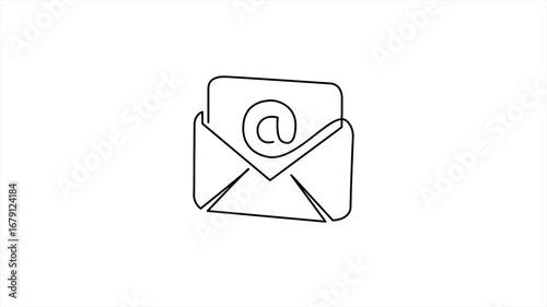 simple one line electronic mail icon. animated e-mail symbol in continuous motion style. suitable for web and apps animation.