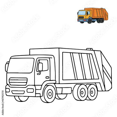 garbage truck Transportation Coloring Pages for Children