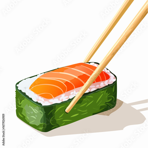 Sushi-Rolle mit Stäbchen