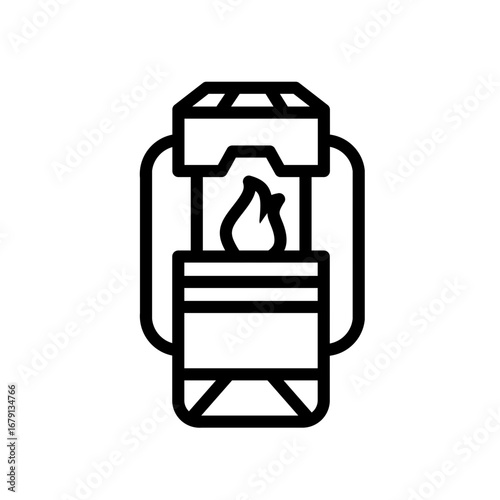 traditional light with fire line icon