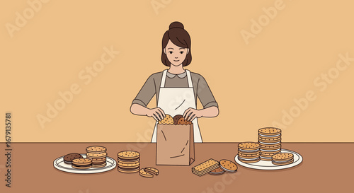 Woman Preparing Cookies, Baking Treats, Food, And Snacks For Delightful Moments And Consumption