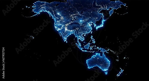 Global network lights up earth at night from space satellite view