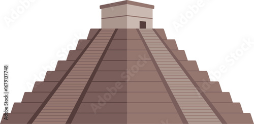 Ancient Maya Pyramid Landmark Illustration