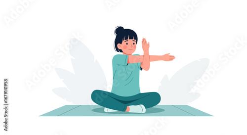 Woman Performing Yoga Pose, Enhancing Flexibility, Promoting Overall Wellbeing, and Fitness