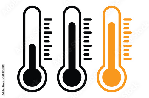 Temperature thermometer icon set. Temperature thermometer scale illustration. Temperature vector icons set . Thermometer icons. Temperature Scale Symbols 