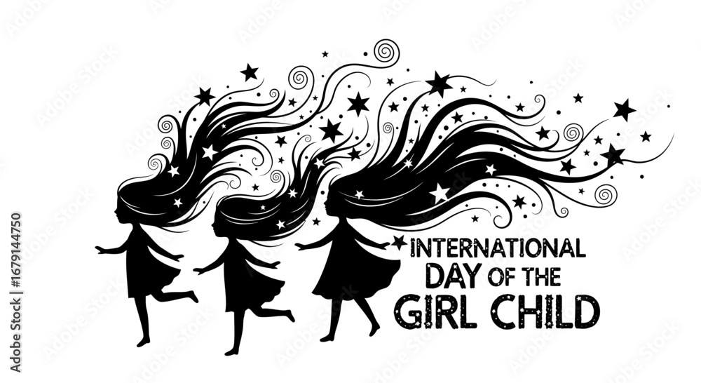 Fototapeta premium Vector art of international day of the girl child celebration