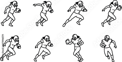 Illustration of a female football player running with the ball 