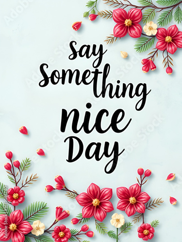 say something nice day, Holiday concept. Template for background, banner, card, poster, t-shirt with text inscription