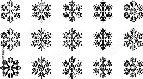 Collection of various snowflake designs for winter and holiday decorations
