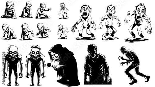 silhouettes of zombies