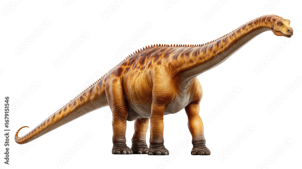 Fototapeta premium A Majestic Titan of the Past: A colossal, photorealistic Brachiosaurus, evoking a sense of awe and wonder. Its immense size, distinctive features.