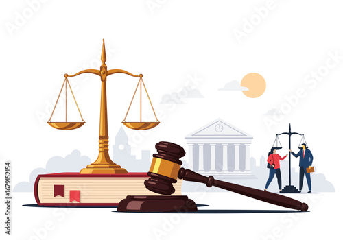 Justice and fairness concept for legal system and court procedures representation