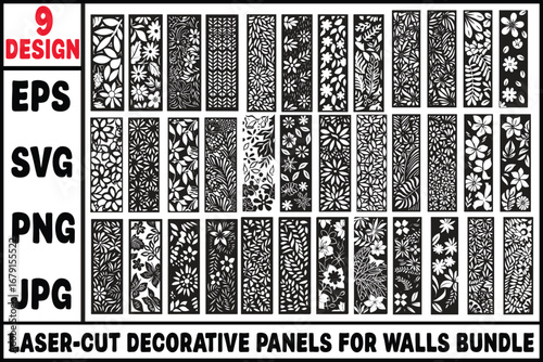 Floral & Geometric Laser Cut Wall Panel SVG Bundle
