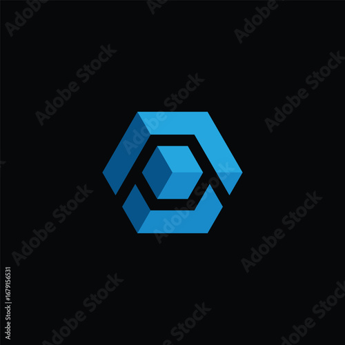 Initial Letter A Hexagon Cube Logo Design Vector Template