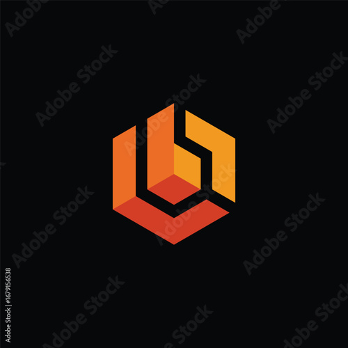 Initial Letter B Hexagon Cube Logo Design Vector Template
