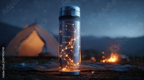 bottle of water in the night