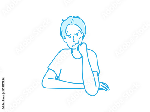 イラスト　頬　手