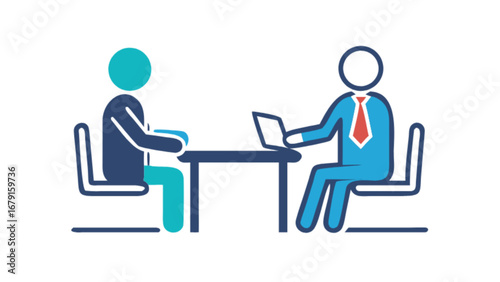 Job interview with two people sitting at a table concept of recruitment, career, and human resource management