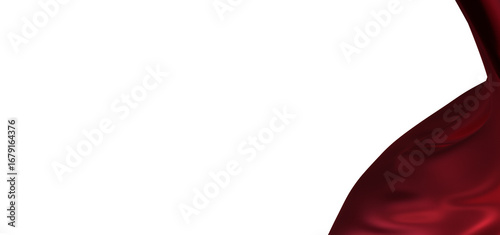 3d render of abstract red cloth falling. Silk drapery flies away.