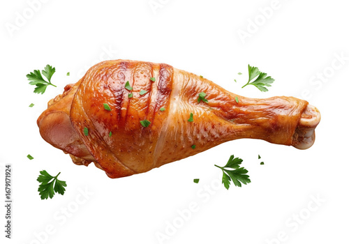 Cooked turkey leg isolated on transparent background